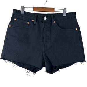 Levi's 501 Women's Shorts Black Denim Cotton Cutoff High Rise Edgy Beach Size 30
